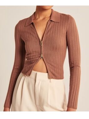 Abercrombie & Fitch NWT Double Zip Collared Sweater